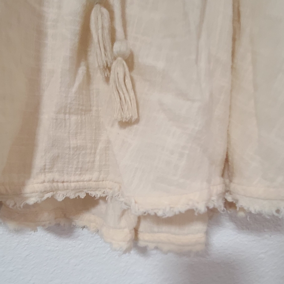 Free People Women's Cream Peasant Blouse with Tie Neck - Picture 9 of 10